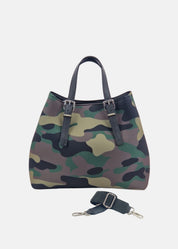 Shopper medium camouflage in neoprene e pelle