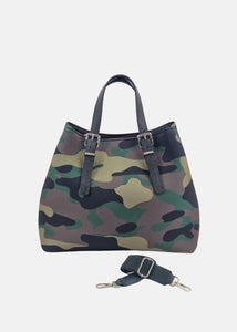 Shopper medium camouflage in neoprene e pelle