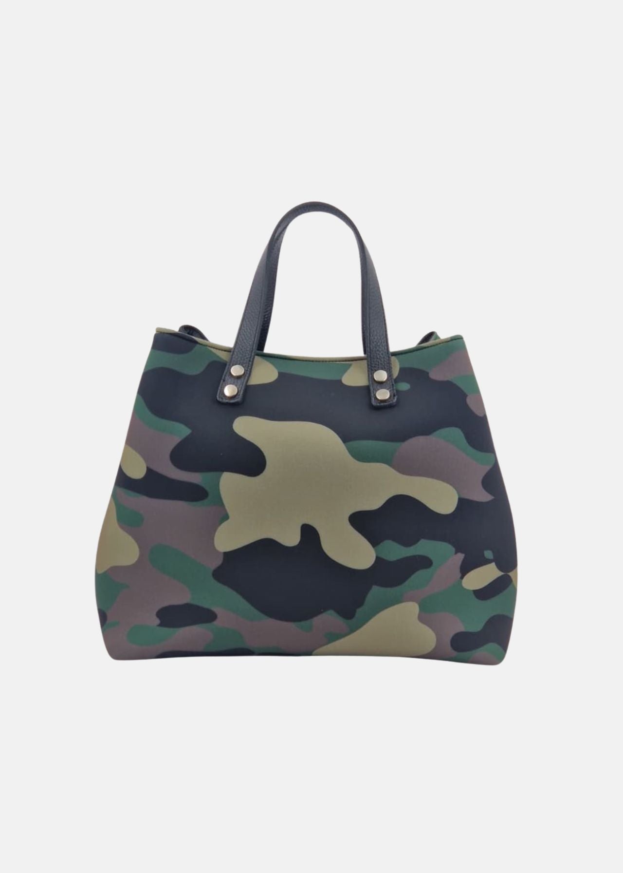 Shopper medium camouflage in neoprene e pelle