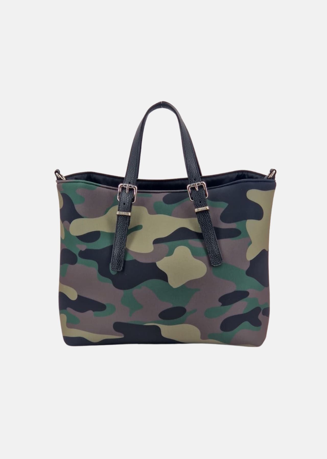 Shopper medium camouflage in neoprene e pelle
