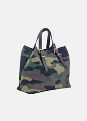 Shopper medium camouflage in neoprene e pelle