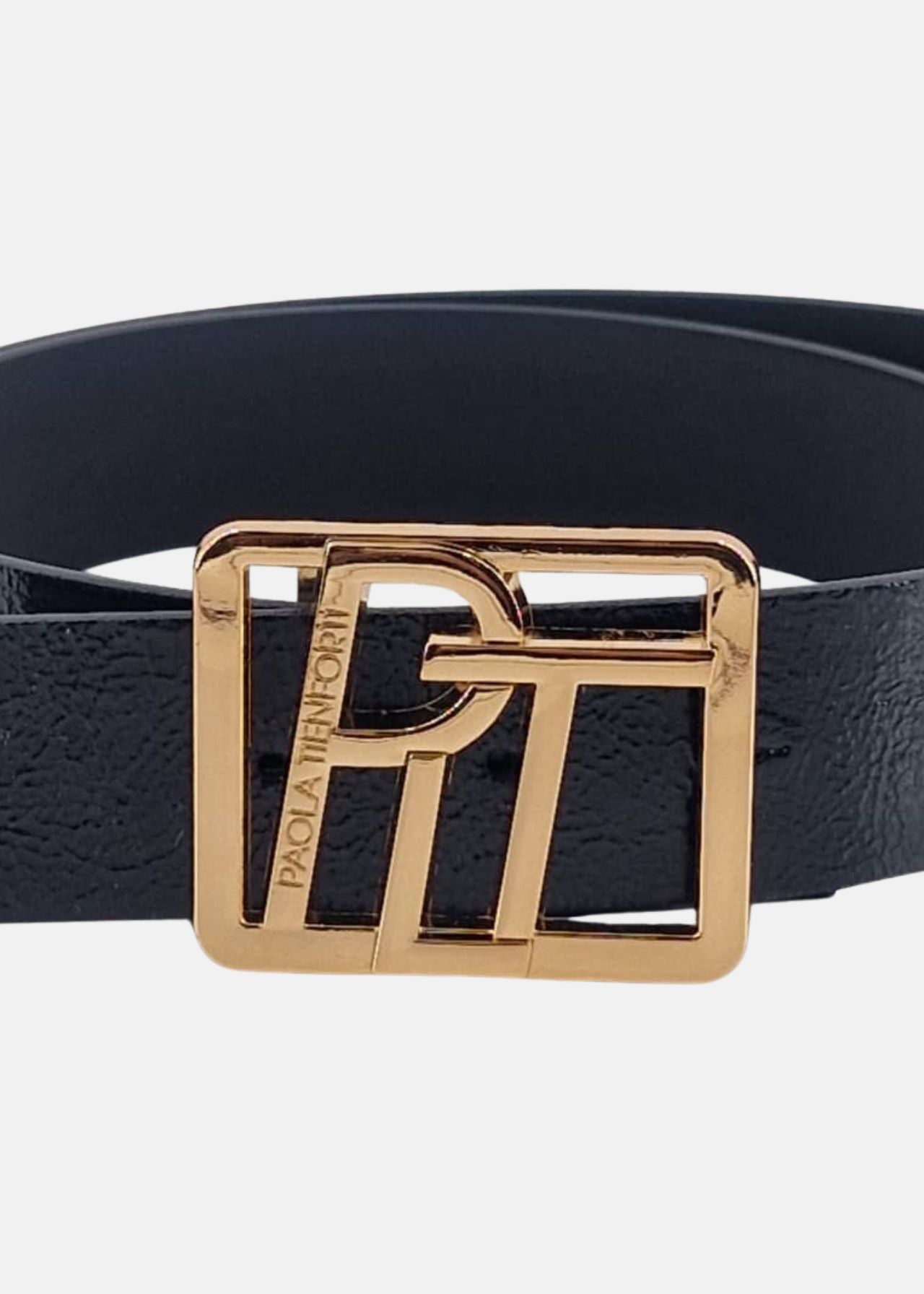 Cintura in Pelle Naplack con Fibbia Oro