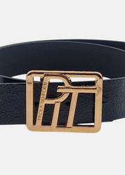 Cintura in Pelle Naplack con Fibbia Oro