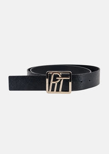 Cintura in Pelle Naplack con Fibbia Argento