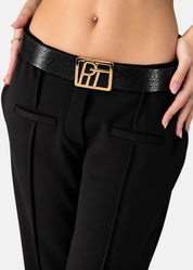 Cintura in Pelle Naplack con Fibbia Oro
