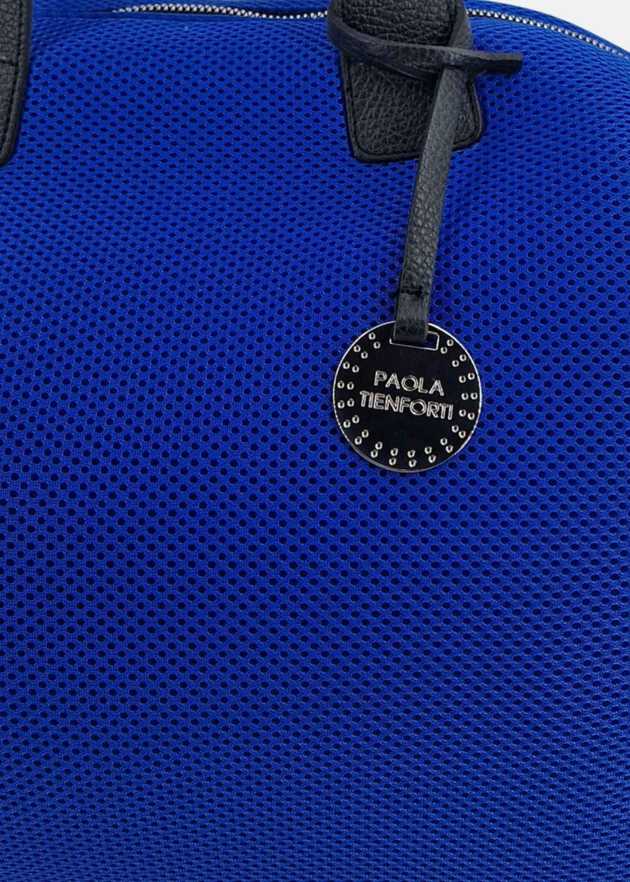 Bauletto large tessuto tecnico traforato e pelle con dettagli argento