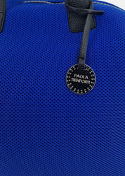 Bauletto large tessuto tecnico traforato e pelle con dettagli argento