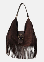 Sacca in Pelle Scamosciata con Frange - Paola Tienforti - Sito Ufficiale