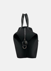 Bauletto con patta in tessuto tecnico traforato e pelle