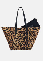 Shopper Donna in tessuto tecnico con rivetti oro