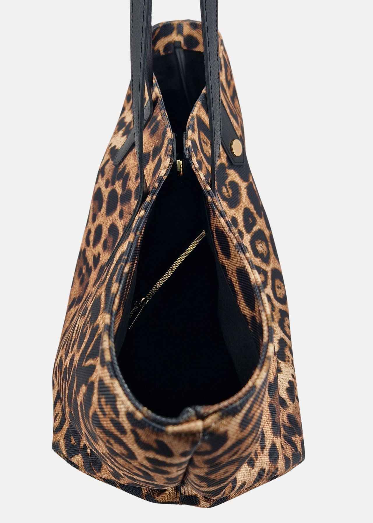 Shopper Donna in tessuto tecnico con rivetti oro