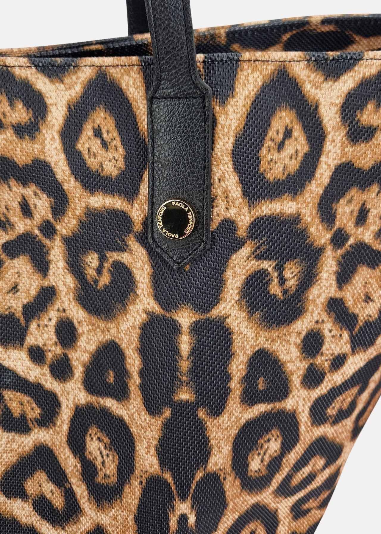 Shopper Donna in tessuto tecnico con rivetti oro