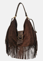 Sacca in Pelle Scamosciata con Frange - Paola Tienforti - Sito Ufficiale