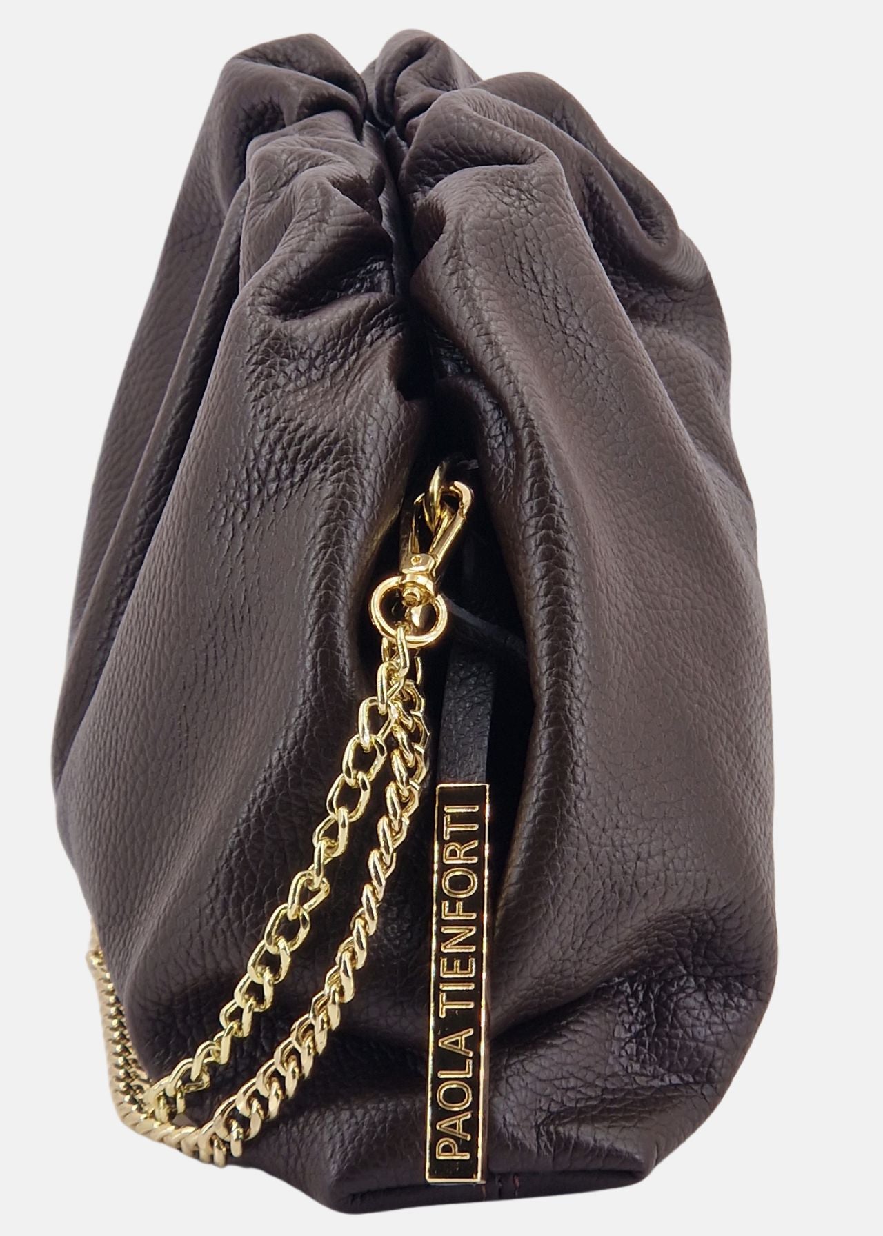 Clutch in vera pelle