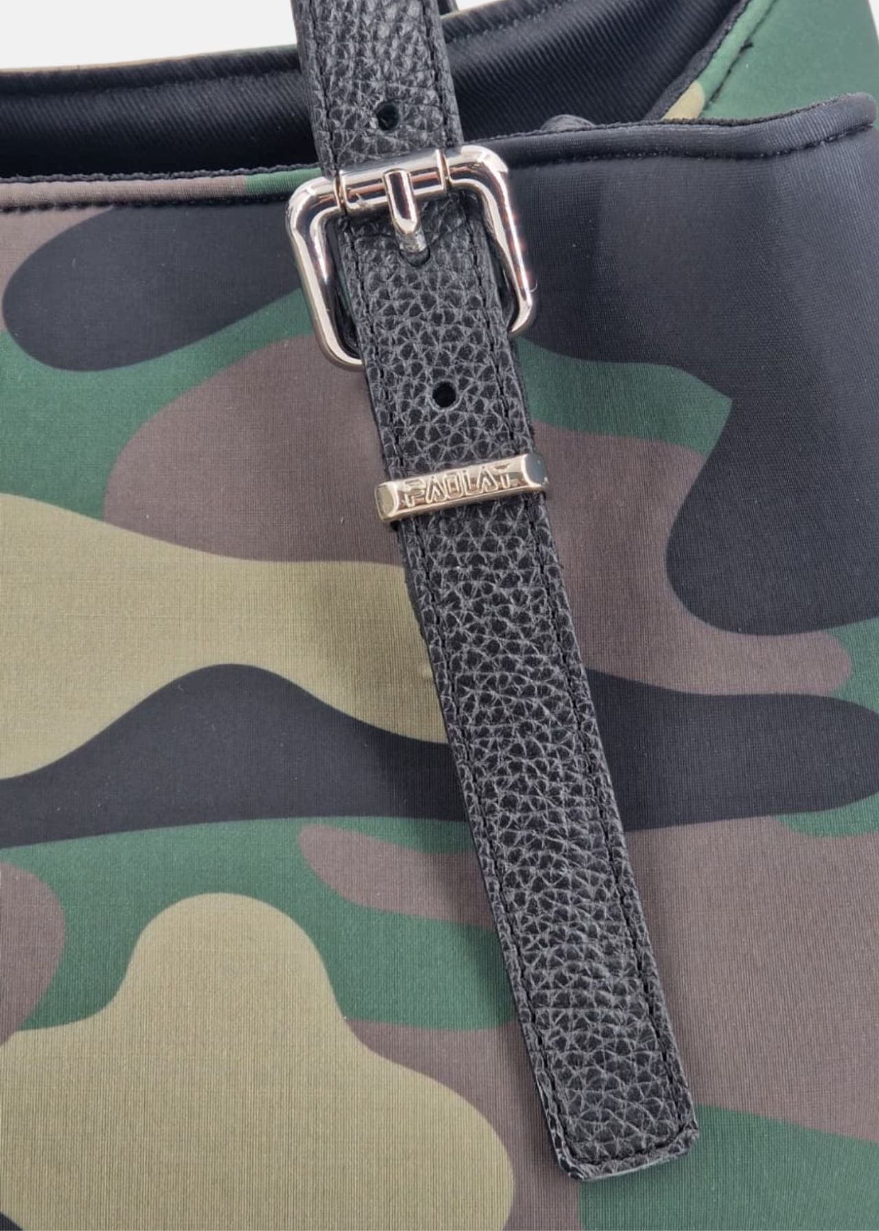 Shopper medium camouflage in neoprene e pelle