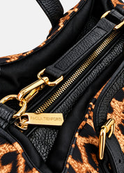 Shopper medium maculata in neoprene e pelle