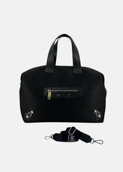 Bauletto Zip in tessuto tecnico traforato e pelle