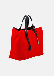 Shopper large in neoprene traforato con dettagli argento