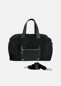 Bauletto Zip in tessuto tecnico traforato e pelle