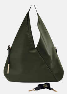 Sacca hobo in nylon con dettagli oro