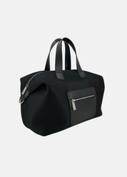 Bauletto large tessuto tecnico traforato e pelle