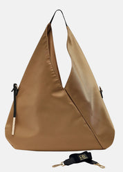 Sacca hobo in tessuto tecnico nylon con dettagli oro