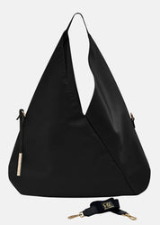 Sacca hobo in tessuto tecnico nylon con dettagli oro