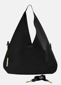 Sacca hobo in tessuto tecnico nylon con dettagli oro