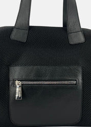 Bauletto large tessuto tecnico traforato e pelle