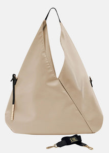 Sacca hobo in tessuto tecnico nylon con dettagli oro