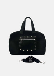 Bauletto Zip in tessuto tecnico traforato e pelle