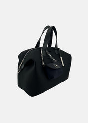 Bauletto large tessuto tecnico traforato e pelle con mini pouch