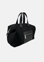 Bauletto large tessuto tecnico traforato e pelle