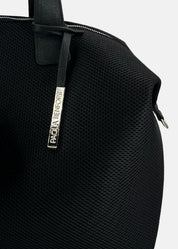 Bauletto large tessuto tecnico traforato e pelle con mini pouch