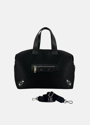 Bauletto Zip in tessuto tecnico traforato e pelle