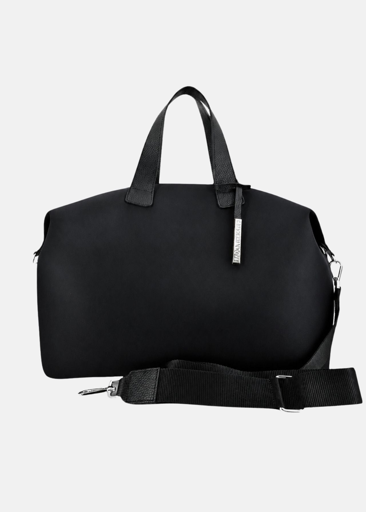 Bauletto large in neoprene con dettagli argento