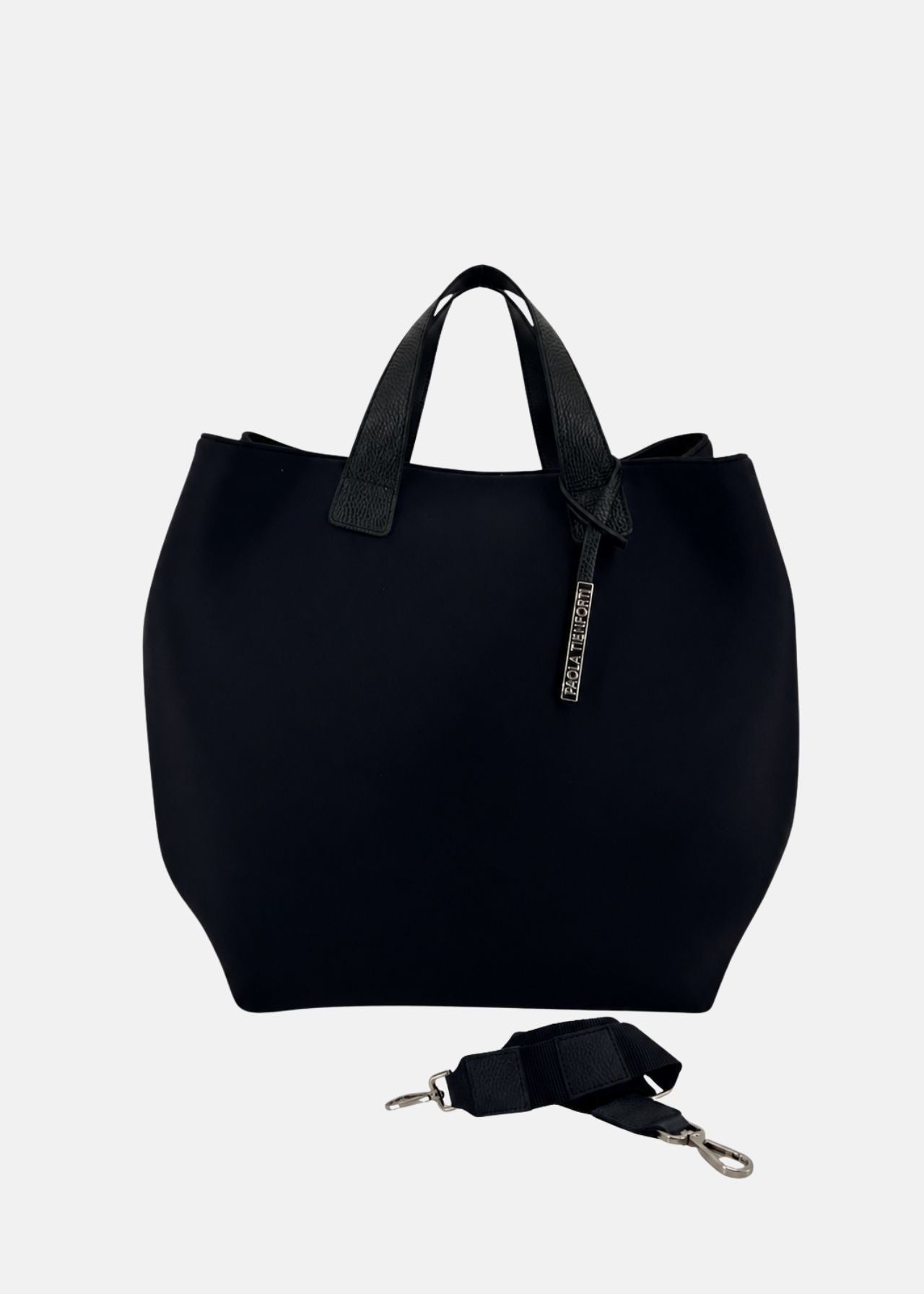 Borsa a mano donna in neoprene con pendente argento