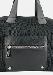 Bauletto large tessuto tecnico traforato e pelle