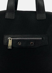 Bauletto Zip in tessuto tecnico traforato e pelle