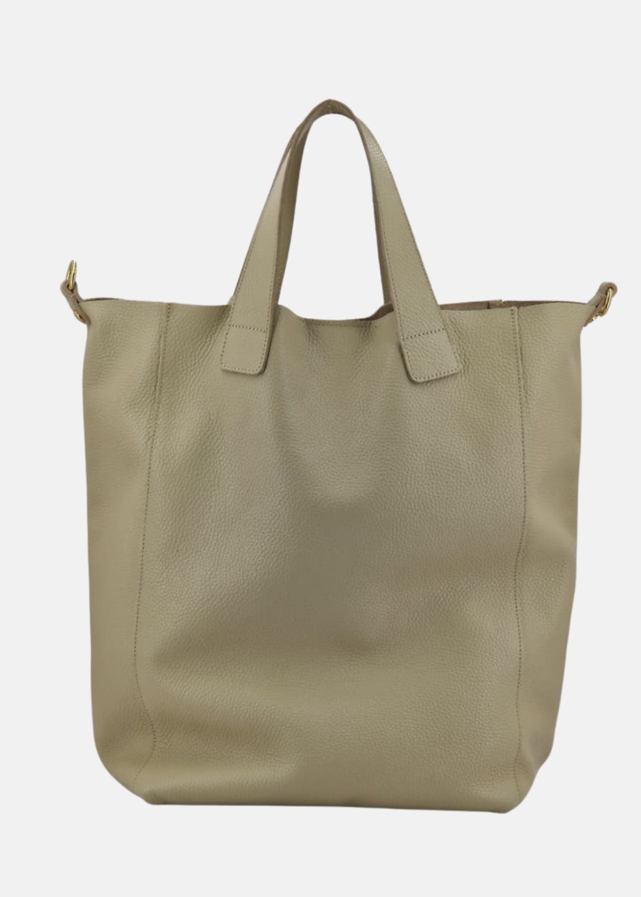 Shopper in pelle morbida con pendente oro