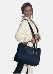 Shopper in Jeans con dettagli argento