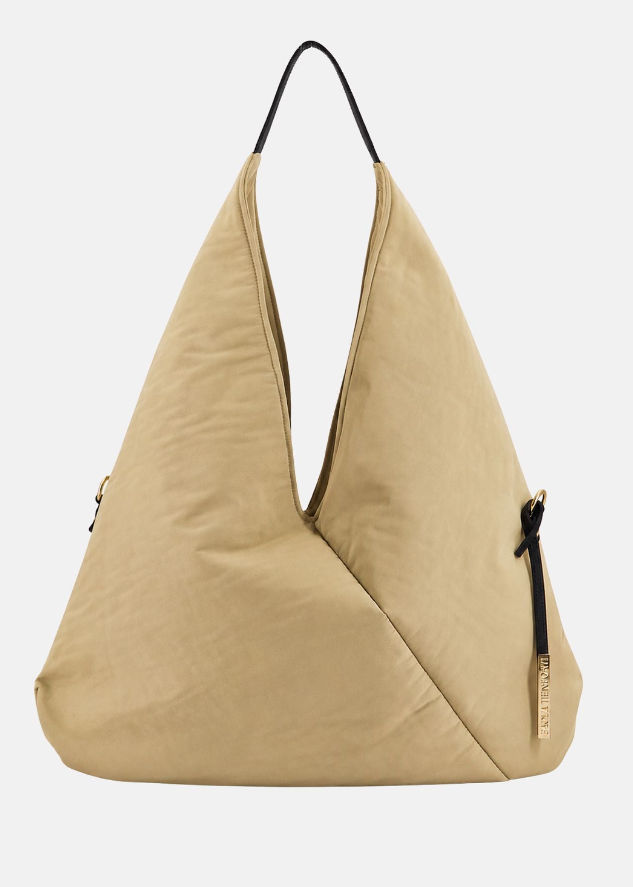 Sacca hobo in tessuto tecnico nylon con dettagli oro