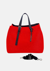 Shopper large in neoprene traforato con dettagli argento