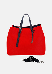 Shopper large in neoprene traforato con dettagli argento