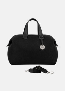 Bauletto large tessuto tecnico traforato e pelle con dettagli argento