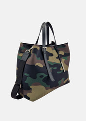 Shopper large in neoprene camouflage e pelle