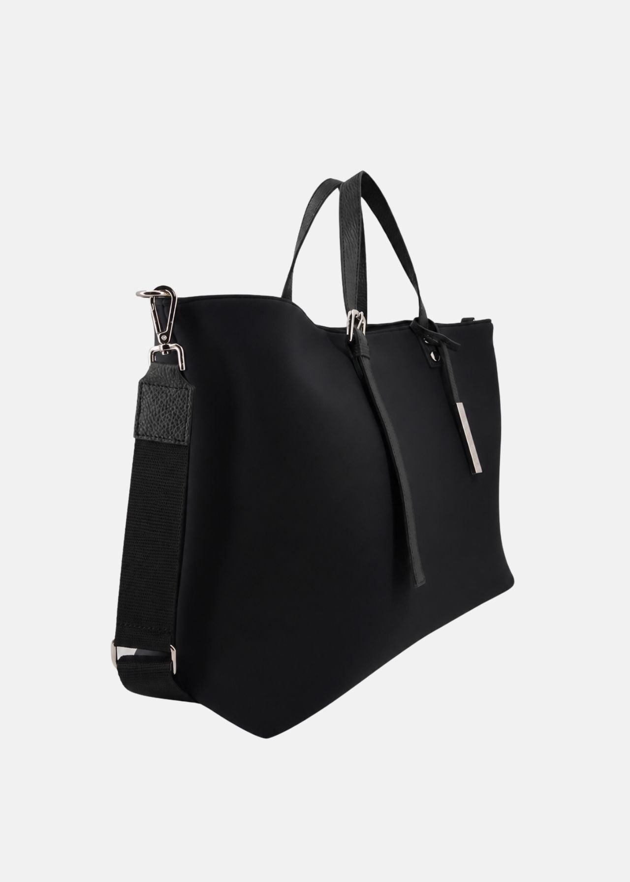 Shopper large in neoprene con dettagli argento