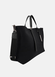 Shopper large in neoprene con dettagli argento