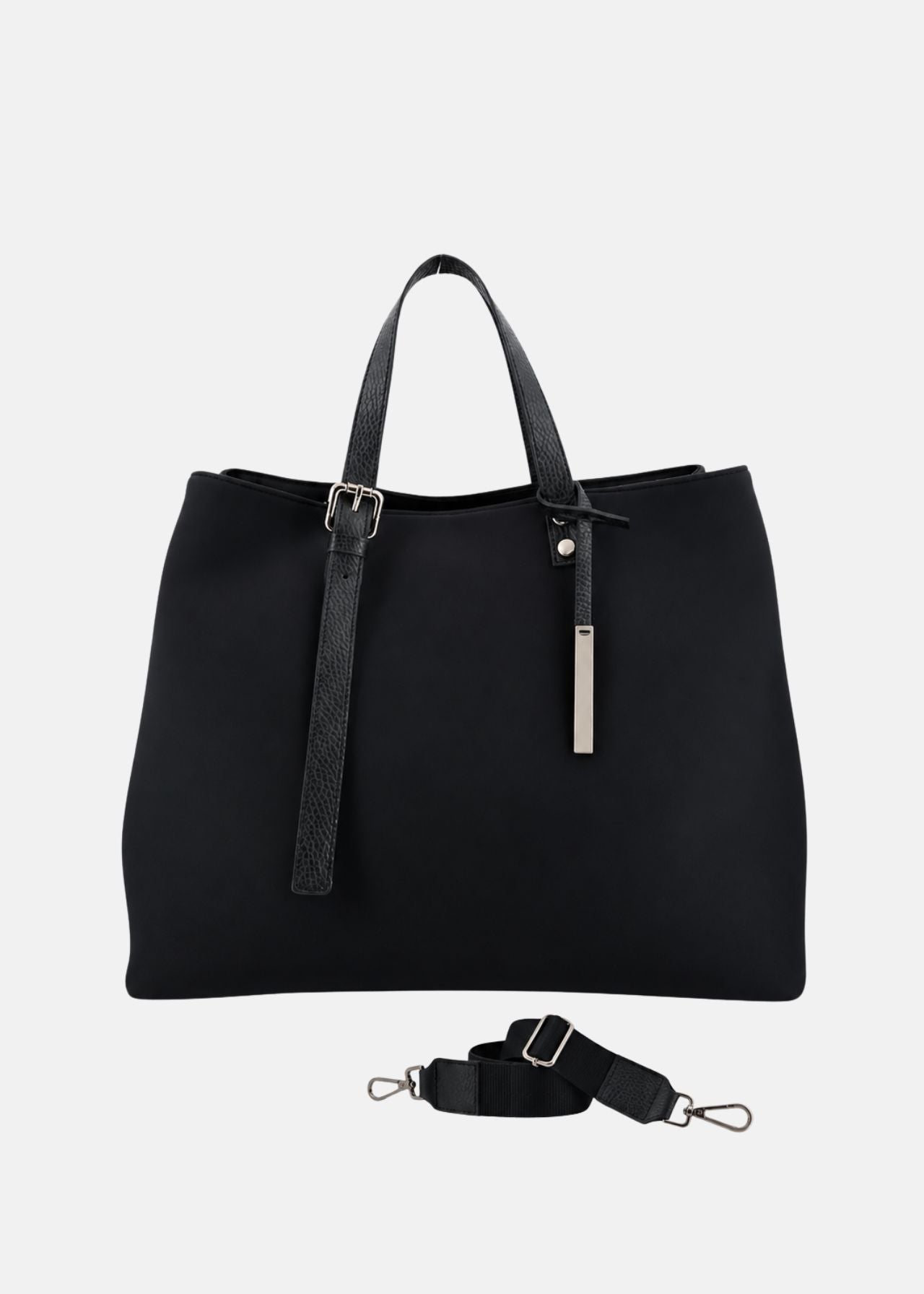 Shopper large in neoprene con dettagli argento