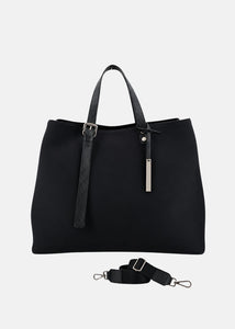 Shopper large in neoprene con dettagli argento